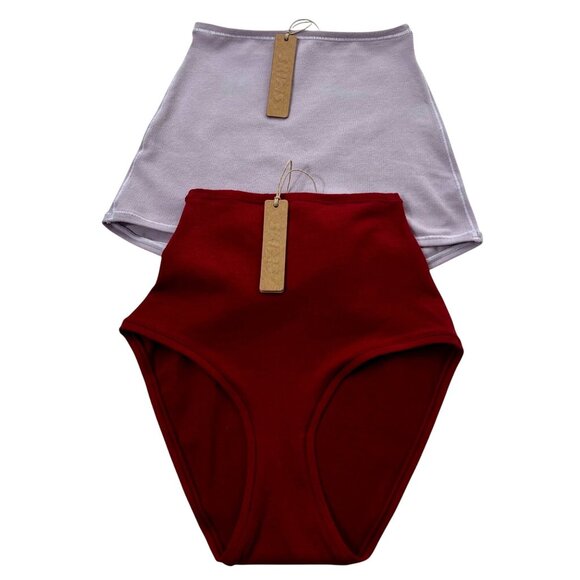 SKIMS Other - SKIMS Cotton Jersey Boy Short + Full Brief Lot of 2 Iris Mica Brick XXS